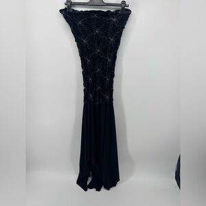 Astuces Bandage  Dress Black White Floral Stretch  Sleeveless Handkerchief S/m